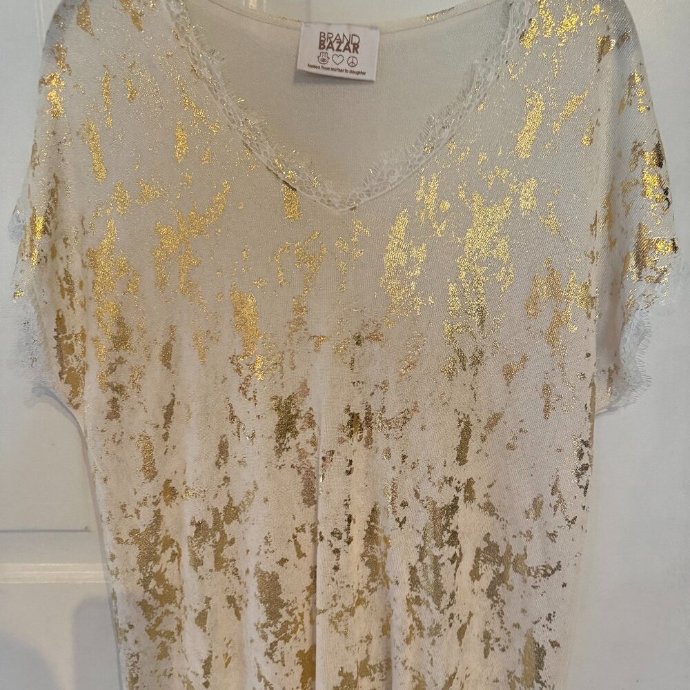White/Gold Top by Brand Bazaar